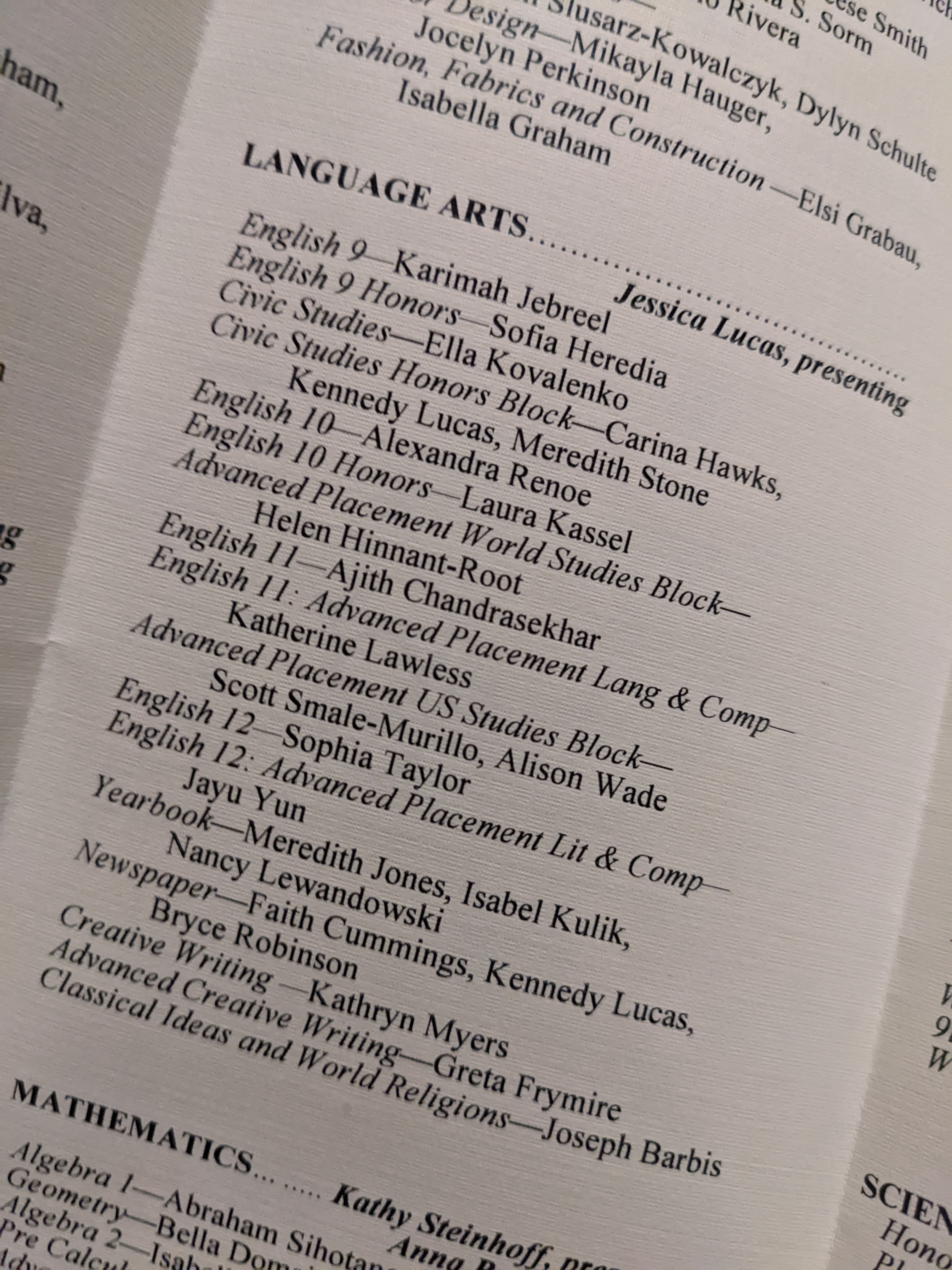 Laura Receives a Departmental Award for English 10 Honors (May 2, 2022)